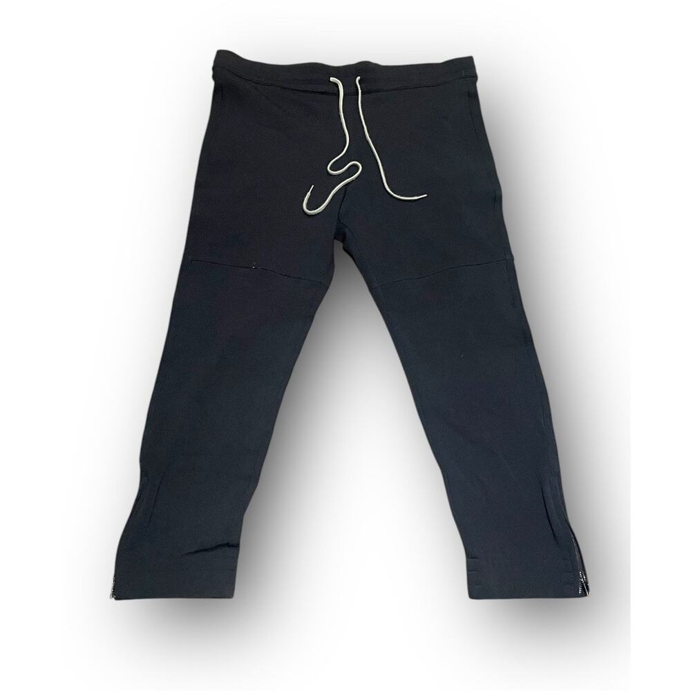 Bassike‎ Nylon Men Jogger Pants Zip Ankle Size L Black (35”x23”) Drawstring